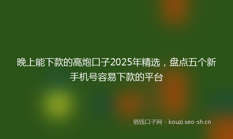 晚上能下款的高炮口子2025年精选，盘点五个新手机号容易下款的平台