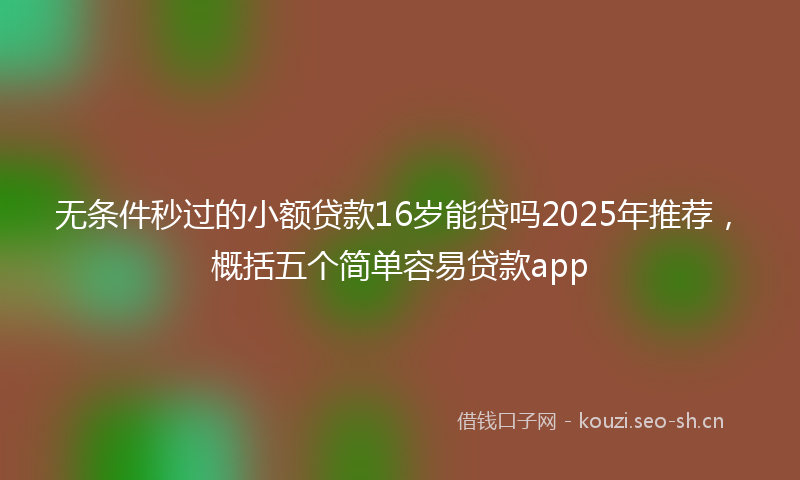 无条件秒过的小额贷款16岁能贷吗2025年推荐，概括五个简单容易贷款app