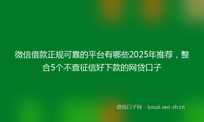 微信借款正规可靠的平台有哪些2025年推荐，整合5个不查征信好下款的网贷口子