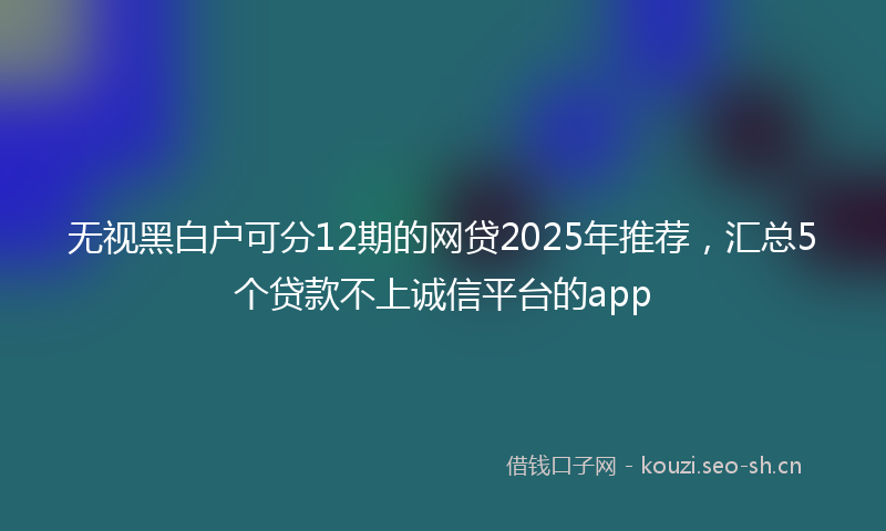 无视黑白户可分12期的网贷2025年推荐,汇总5个贷款不上诚信平台的app