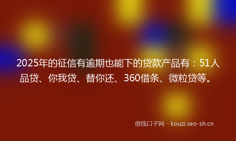 2025年的征信有逾期也能下的贷款产品有：51人品贷、你我贷、替你还、360借条、微粒贷等。