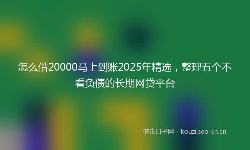 怎么借20000马上到账2025年精选，整理五个不看负债的长期网贷平台