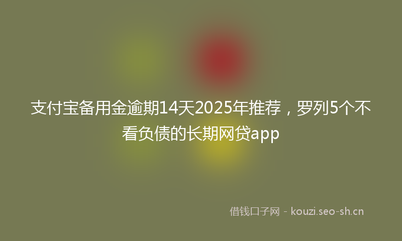 支付宝备用金逾期14天2025年推荐，罗列5个不看负债的长期网贷app