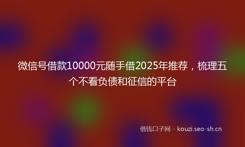 微信号借款10000元随手借2025年推荐，梳理五个不看负债和征信的平台