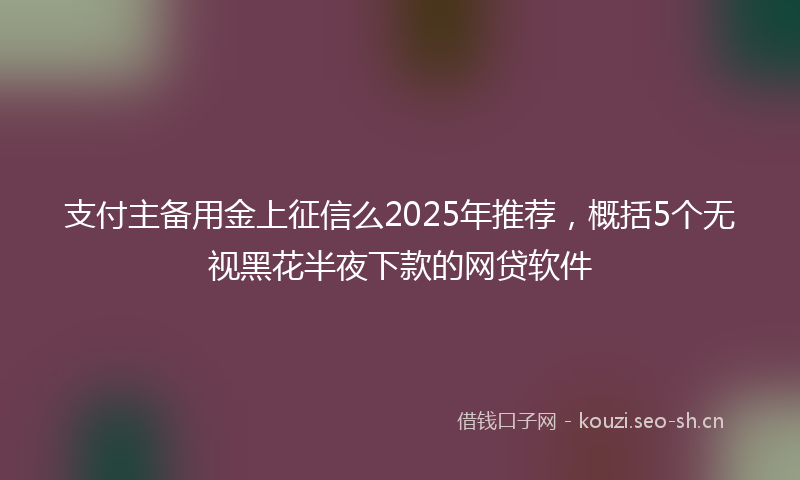 支付主备用金上征信么2025年推荐,概括5个无视黑花半夜下款的网贷软件