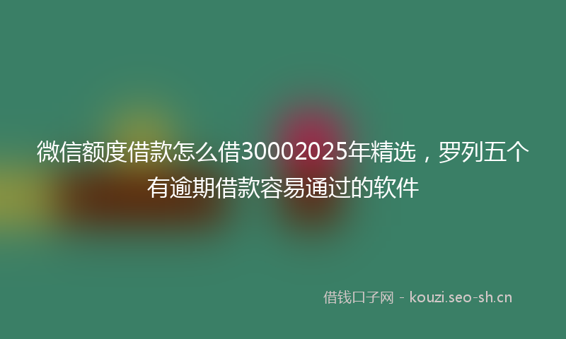 微信额度借款怎么借30002025年精选，罗列五个有逾期借款容易通过的软件