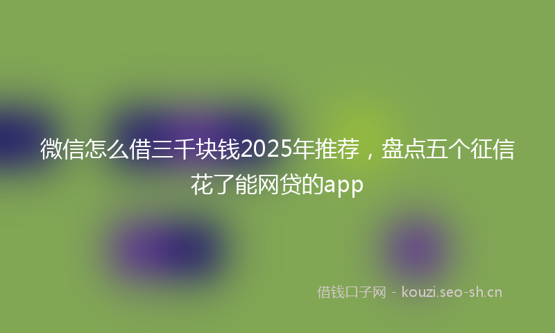 微信怎么借三千块钱2025年推荐，盘点五个征信花了能网贷的app