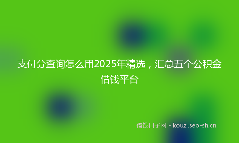 支付分查询怎么用2025年精选，汇总五个公积金借钱平台