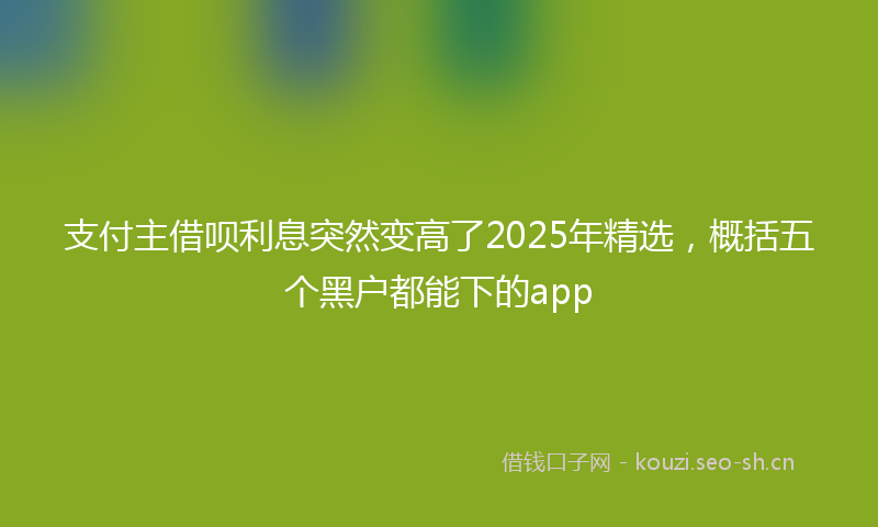 支付主借呗利息突然变高了2025年精选，概括五个黑户都能下的app