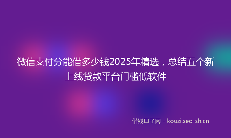 微信支付分能借多少钱2025年精选，总结五个新上线贷款平台门槛低软件