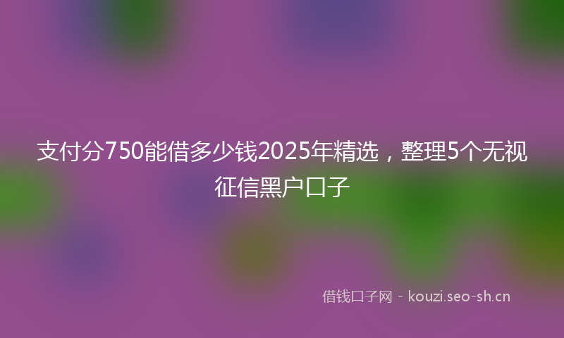 支付分750能借多少钱2025年精选，整理5个无视征信黑户口子