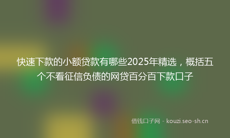 快速下款的小额贷款有哪些2025年精选，概括五个不看征信负债的网贷百分百下款口子