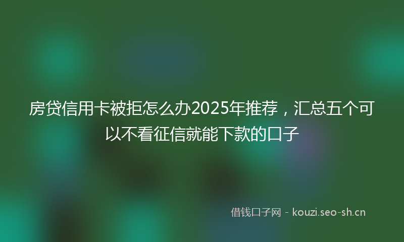 房贷信用卡被拒怎么办2025年推荐，汇总五个可以不看征信就能下款的口子