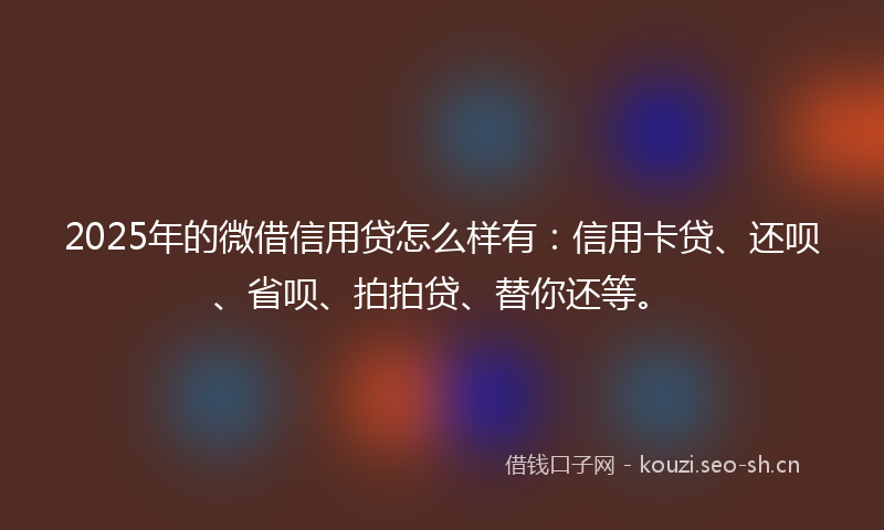 2025年的微借信用贷怎么样有：信用卡贷、还呗、省呗、拍拍贷、替你还等。