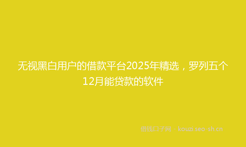 无视黑白用户的借款平台2025年精选，罗列五个12月能贷款的软件