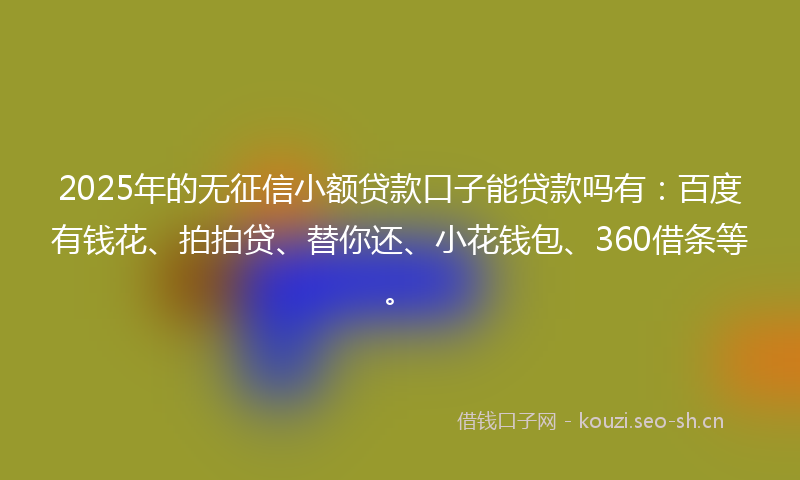 2025年的无征信小额贷款口子能贷款吗有：百度有钱花、拍拍贷、替你还、小花钱包、360借条等。