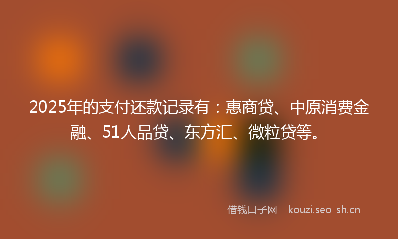 2025年的支付还款记录有：惠商贷、中原消费金融、51人品贷、东方汇、微粒贷等。