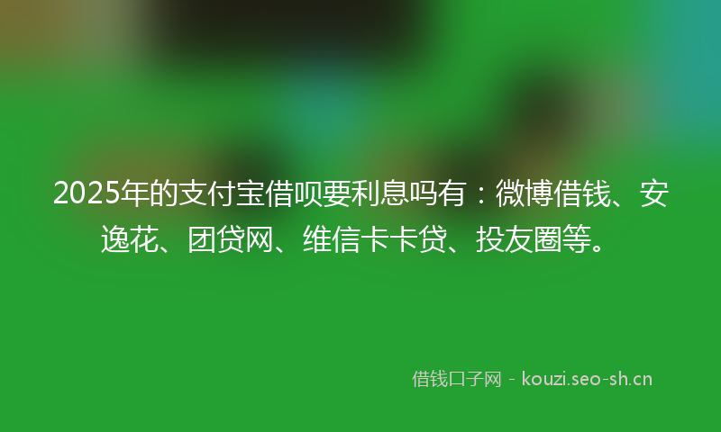 2025年的支付宝借呗要利息吗有：微博借钱、安逸花、团贷网、维信卡卡贷、投友圈等。