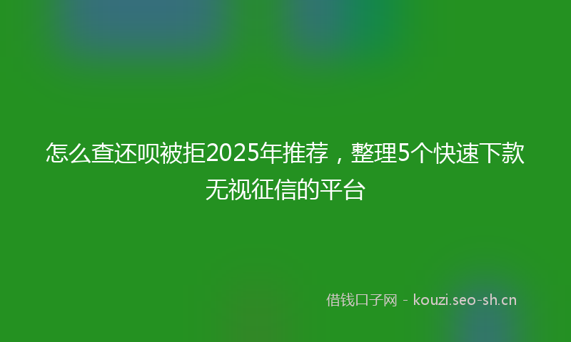 怎么查还呗被拒2025年推荐，整理5个快速下款无视征信的平台