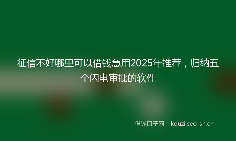征信不好哪里可以借钱急用2025年推荐，归纳五个闪电审批的软件