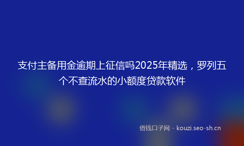 支付主备用金逾期上征信吗2025年精选，罗列五个不查流水的小额度贷款软件