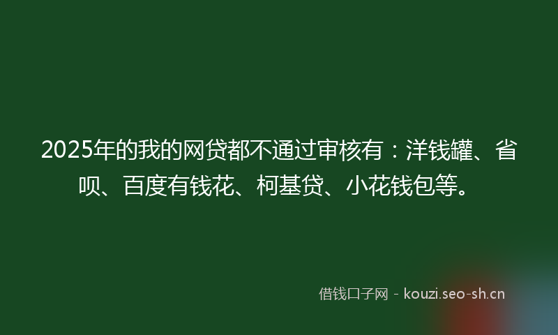 2025年的我的网贷都不通过审核有：洋钱罐、省呗、百度有钱花、柯基贷、小花钱包等。