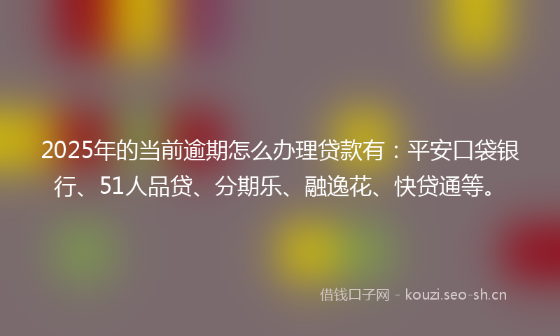 2025年的当前逾期怎么办理贷款有：平安口袋银行、51人品贷、分期乐、融逸花、快贷通等。
