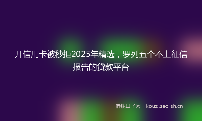 开信用卡被秒拒2025年精选，罗列五个不上征信报告的贷款平台
