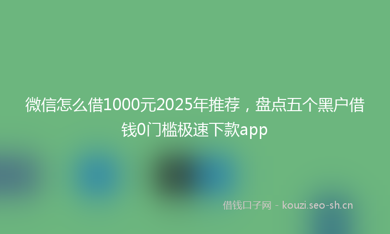 微信怎么借1000元2025年推荐，盘点五个黑户借钱0门槛极速下款app