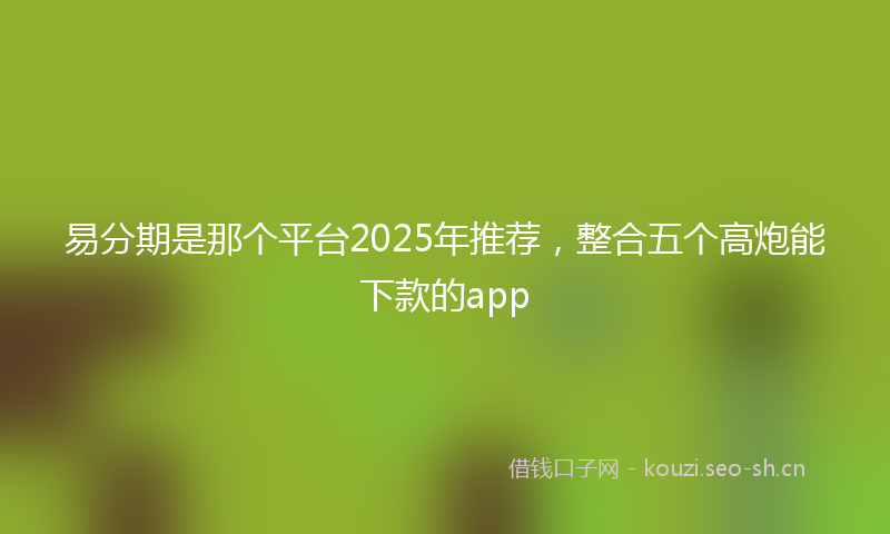 易分期是那个平台2025年推荐，整合五个高炮能下款的app