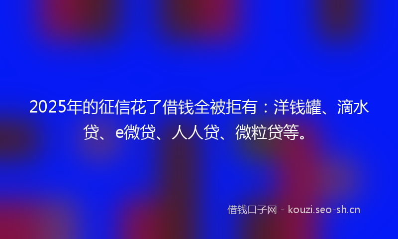 2025年的征信花了借钱全被拒有：洋钱罐、滴水贷、e微贷、人人贷、微粒贷等。