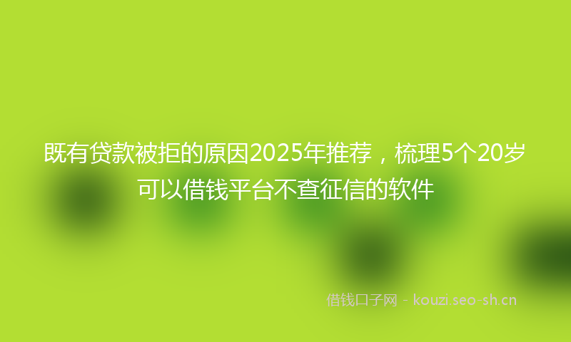 既有贷款被拒的原因2025年推荐，梳理5个20岁可以借钱平台不查征信的软件