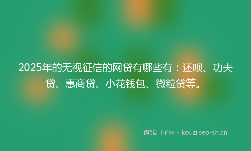 2025年的无视征信的网贷有哪些有：还呗、功夫贷、惠商贷、小花钱包、微粒贷等。