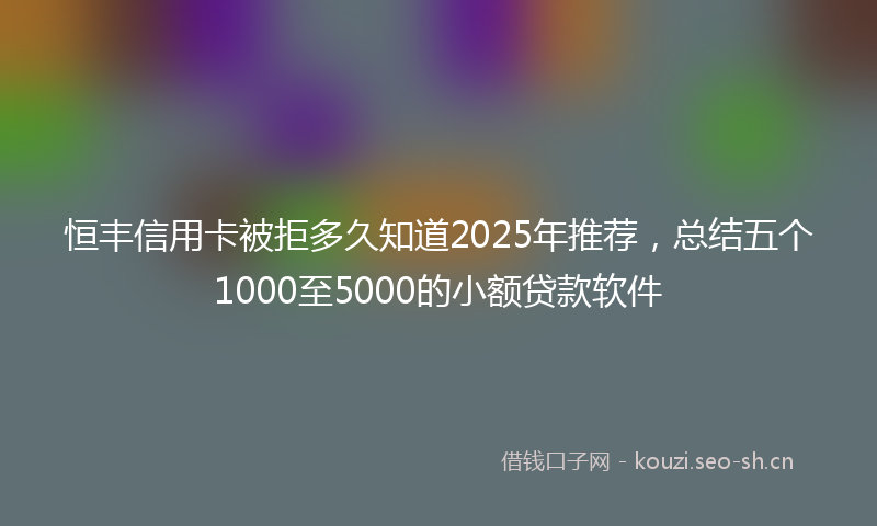 恒丰信用卡被拒多久知道2025年推荐，总结五个1000至5000的小额贷款软件