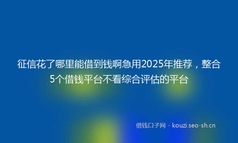 征信花了哪里能借到钱啊急用2025年推荐，整合5个借钱平台不看综合评估的平台