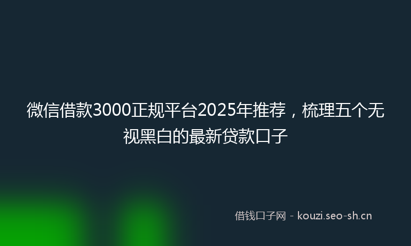 微信借款3000正规平台2025年推荐，梳理五个无视黑白的最新贷款口子