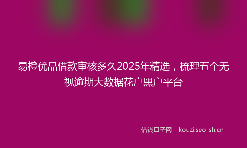 易橙优品借款审核多久2025年精选,梳理五个无视逾期大数据花户黑户平台