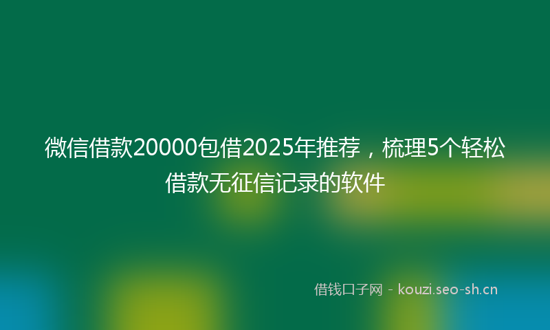 微信借款20000包借2025年推荐，梳理5个轻松借款无征信记录的软件