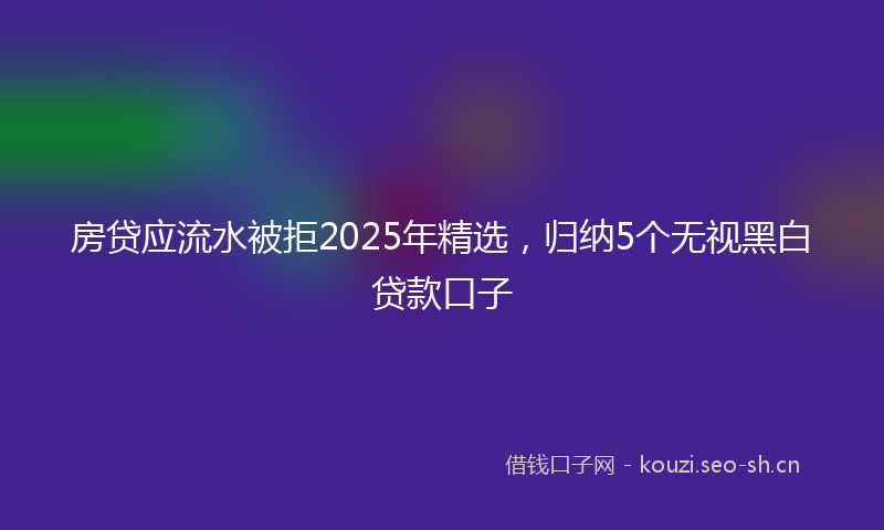 房贷应流水被拒2025年精选,归纳5个无视黑白贷款口子