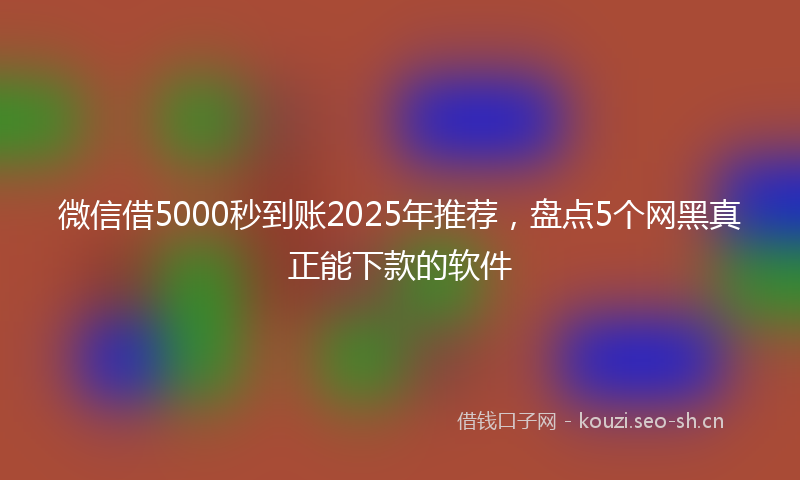 微信借5000秒到账2025年推荐,盘点5个网黑真正能下款的软件
