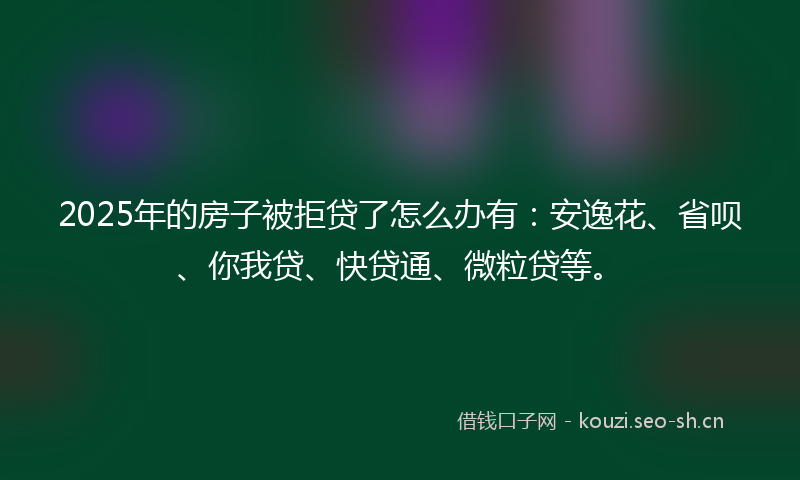 2025年的房子被拒贷了怎么办有：安逸花、省呗、你我贷、快贷通、微粒贷等。