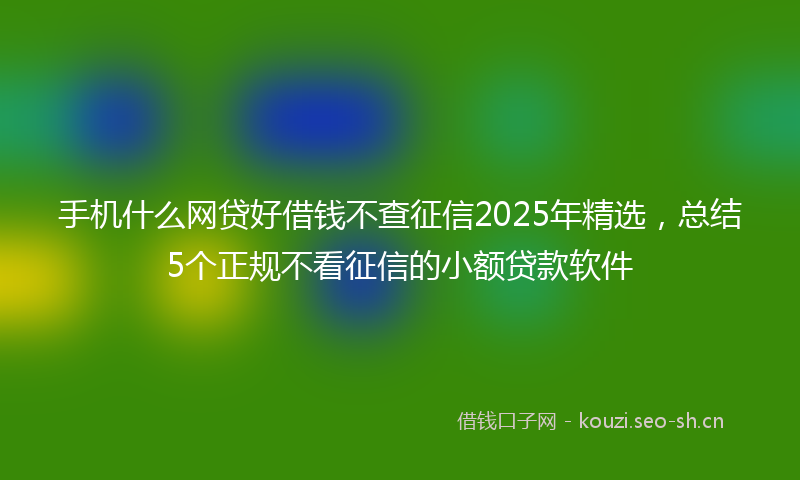 手机什么网贷好借钱不查征信2025年精选，总结5个正规不看征信的小额贷款软件
