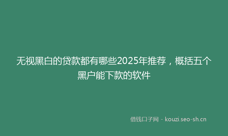 无视黑白的贷款都有哪些2025年推荐，概括五个黑户能下款的软件