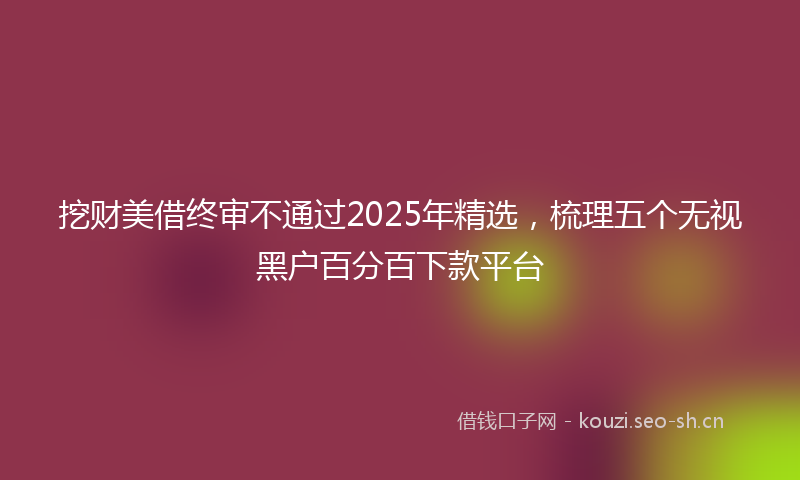 挖财美借终审不通过2025年精选，梳理五个无视黑户百分百下款平台