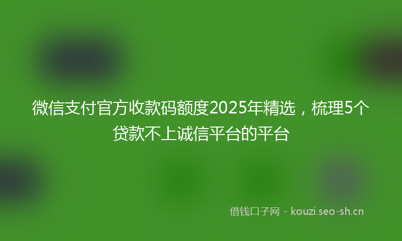 微信支付官方收款码额度2025年精选，梳理5个贷款不上诚信平台的平台