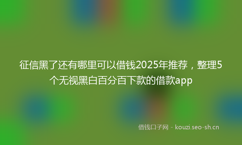 征信黑了还有哪里可以借钱2025年推荐，整理5个无视黑白百分百下款的借款app