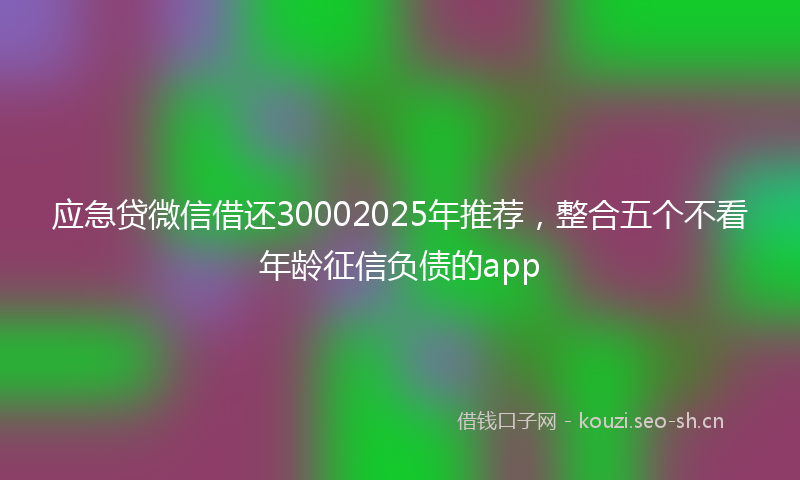 应急贷微信借还30002025年推荐，整合五个不看年龄征信负债的app