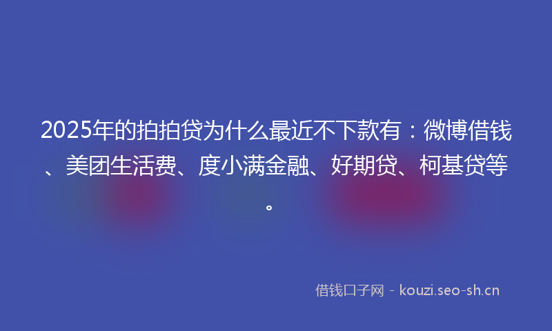 2025年的拍拍贷为什么最近不下款有：微博借钱、美团生活费、度小满金融、好期贷、柯基贷等。