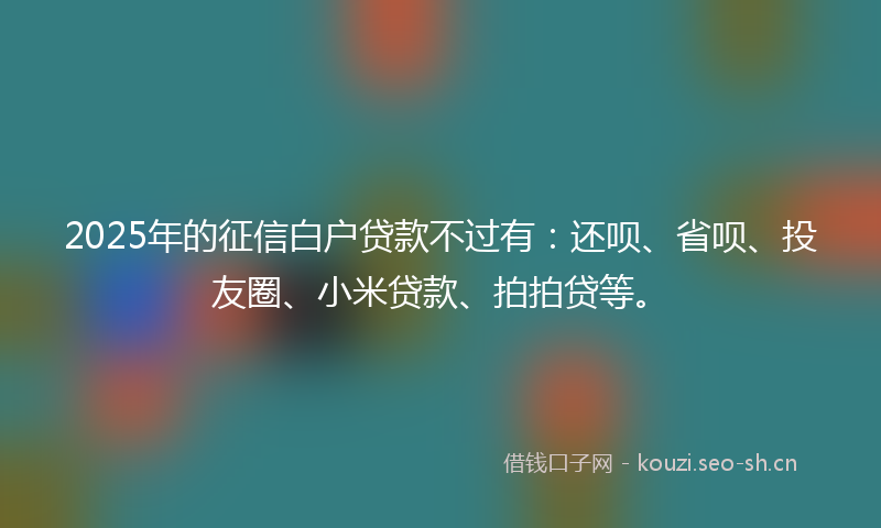 2025年的征信白户贷款不过有：还呗、省呗、投友圈、小米贷款、拍拍贷等。