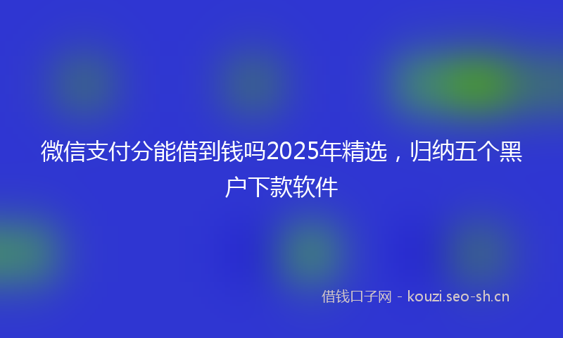 微信支付分能借到钱吗2025年精选，归纳五个黑户下款软件